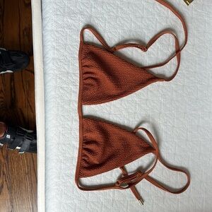 Monday Swimwear - Palma Triangle Bikini Top Clay Crinkle - Size L